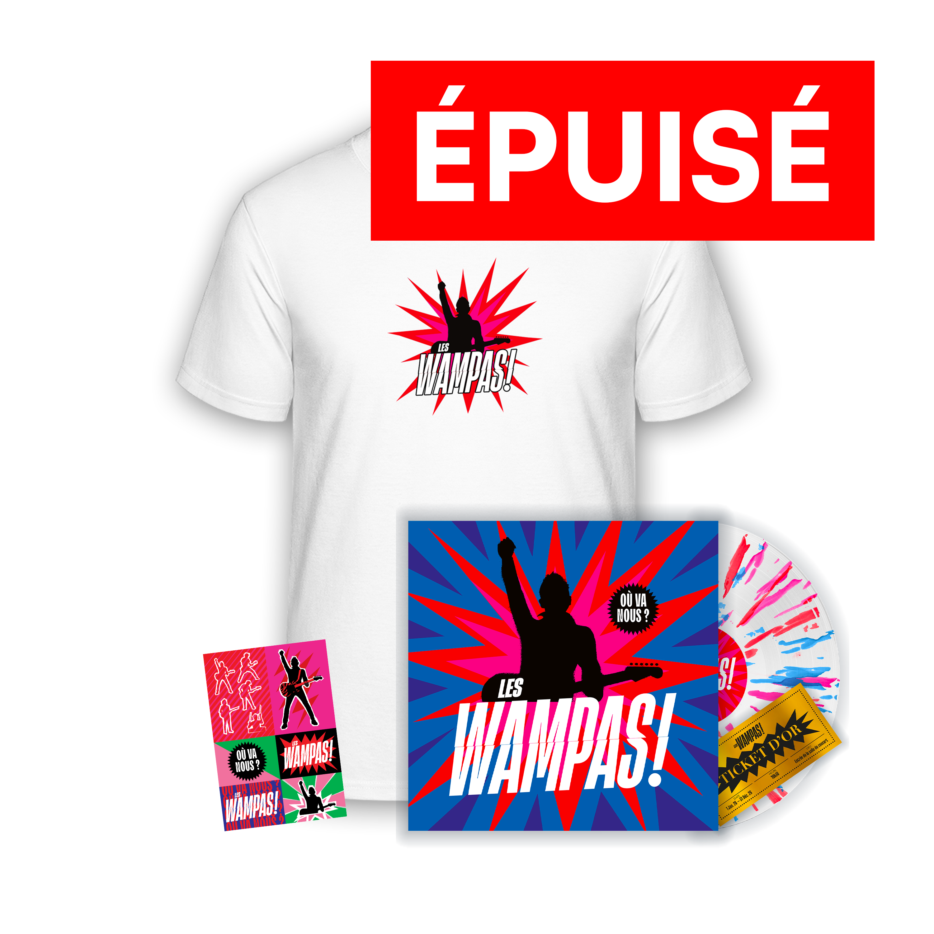 Vinyle splatter numéroté édition limitée + T-shirt + Stickers “Où Va Nous ?“