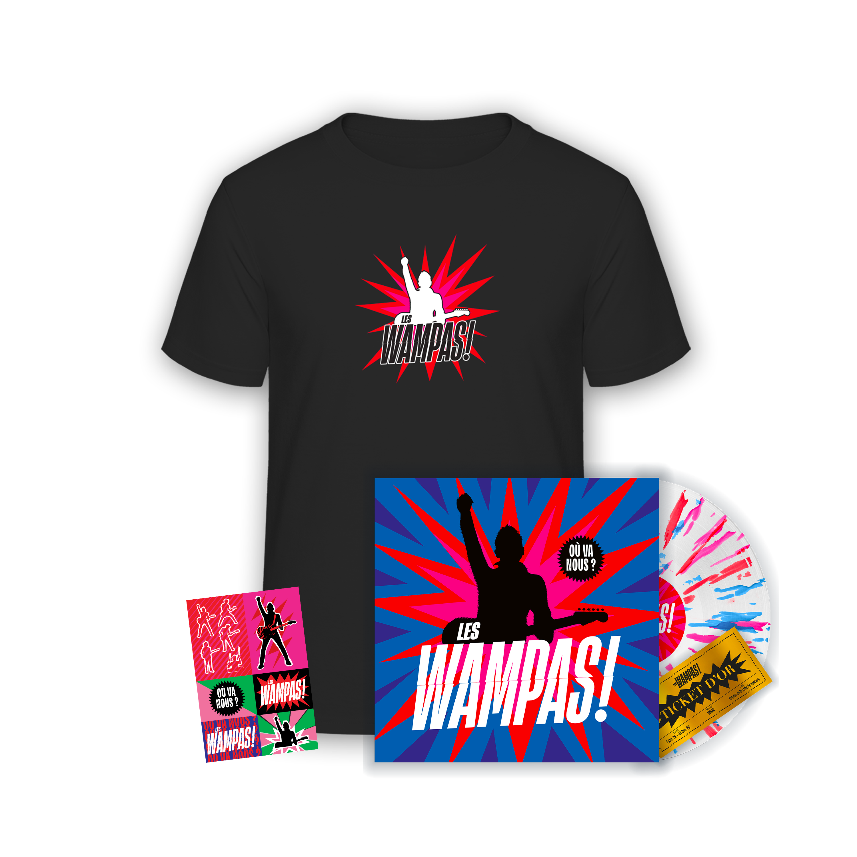 Vinyle splatter numéroté édition limitée + T-shirt + Stickers “Où Va Nous ?“