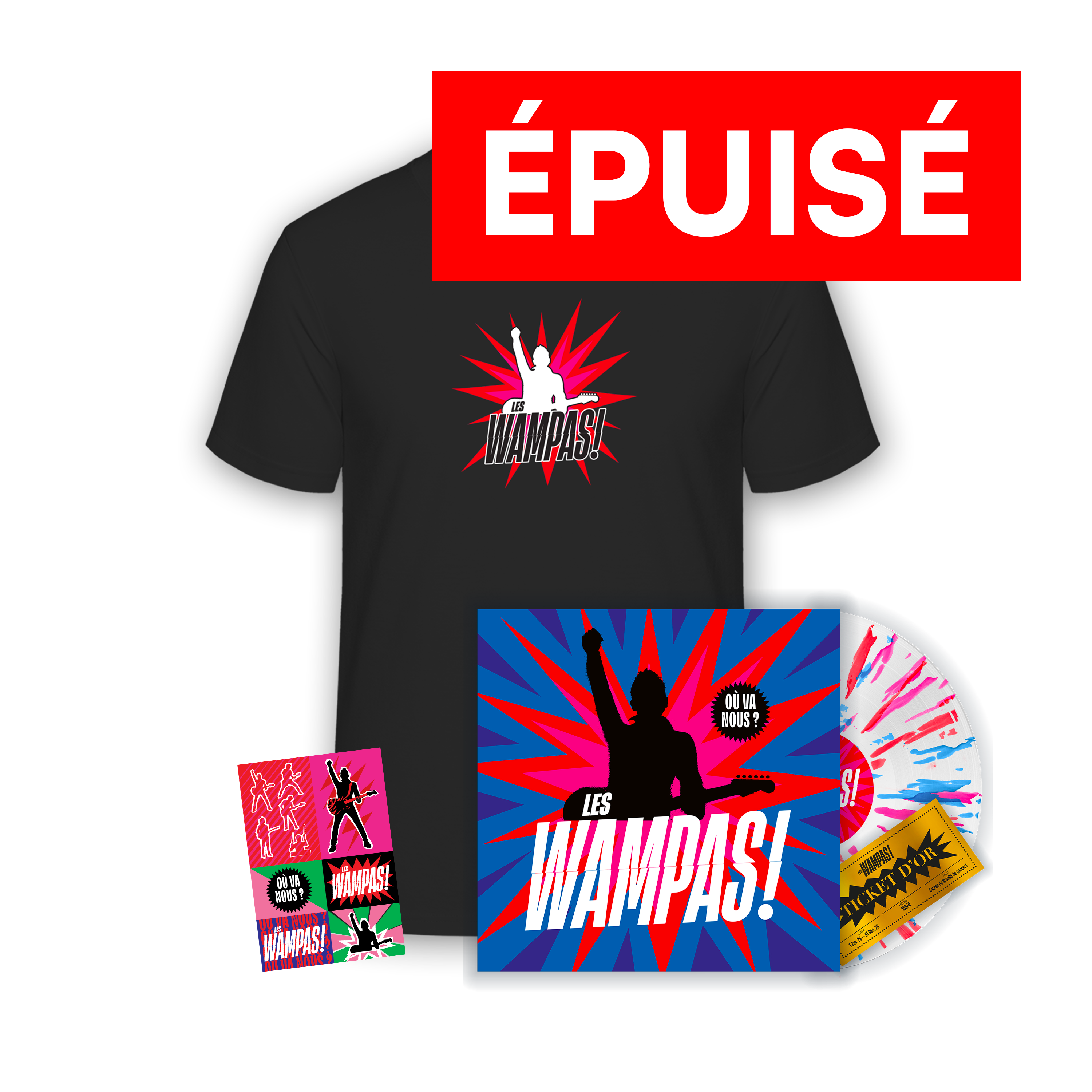 Vinyle splatter numéroté édition limitée + T-shirt + Stickers “Où Va Nous ?“