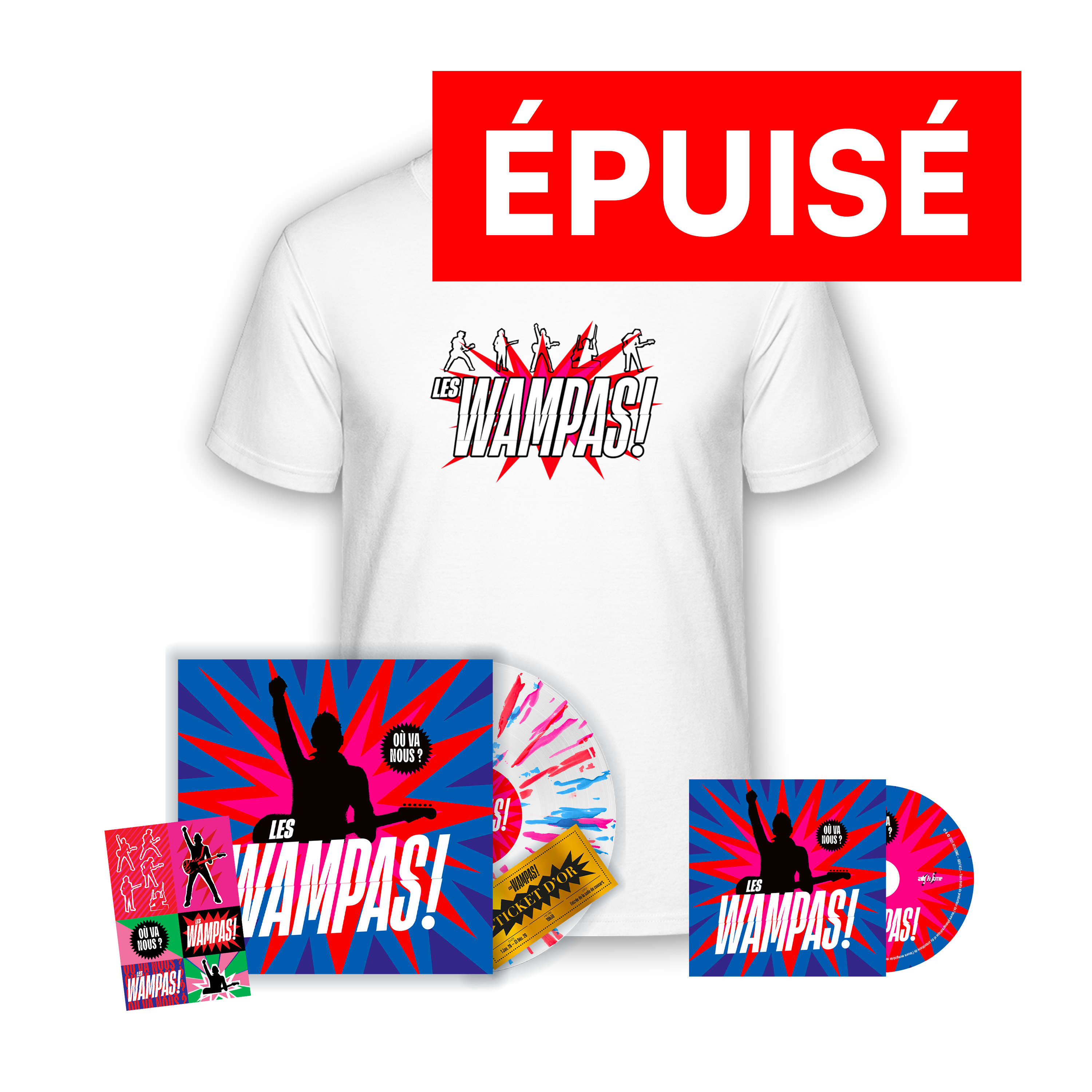 Mégapack “Où Va Nous ?“ Vinyle splatter numéroté édition limitée + CD + T-shirt + Stickers