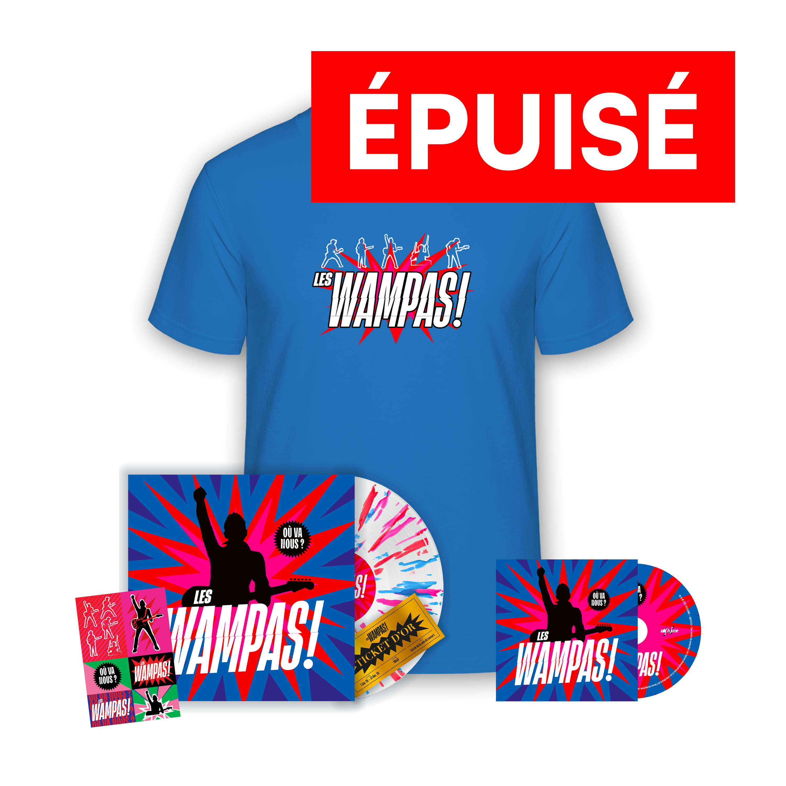 Mégapack “Où Va Nous ?“ Vinyle splatter numéroté édition limitée + CD + T-shirt + Stickers