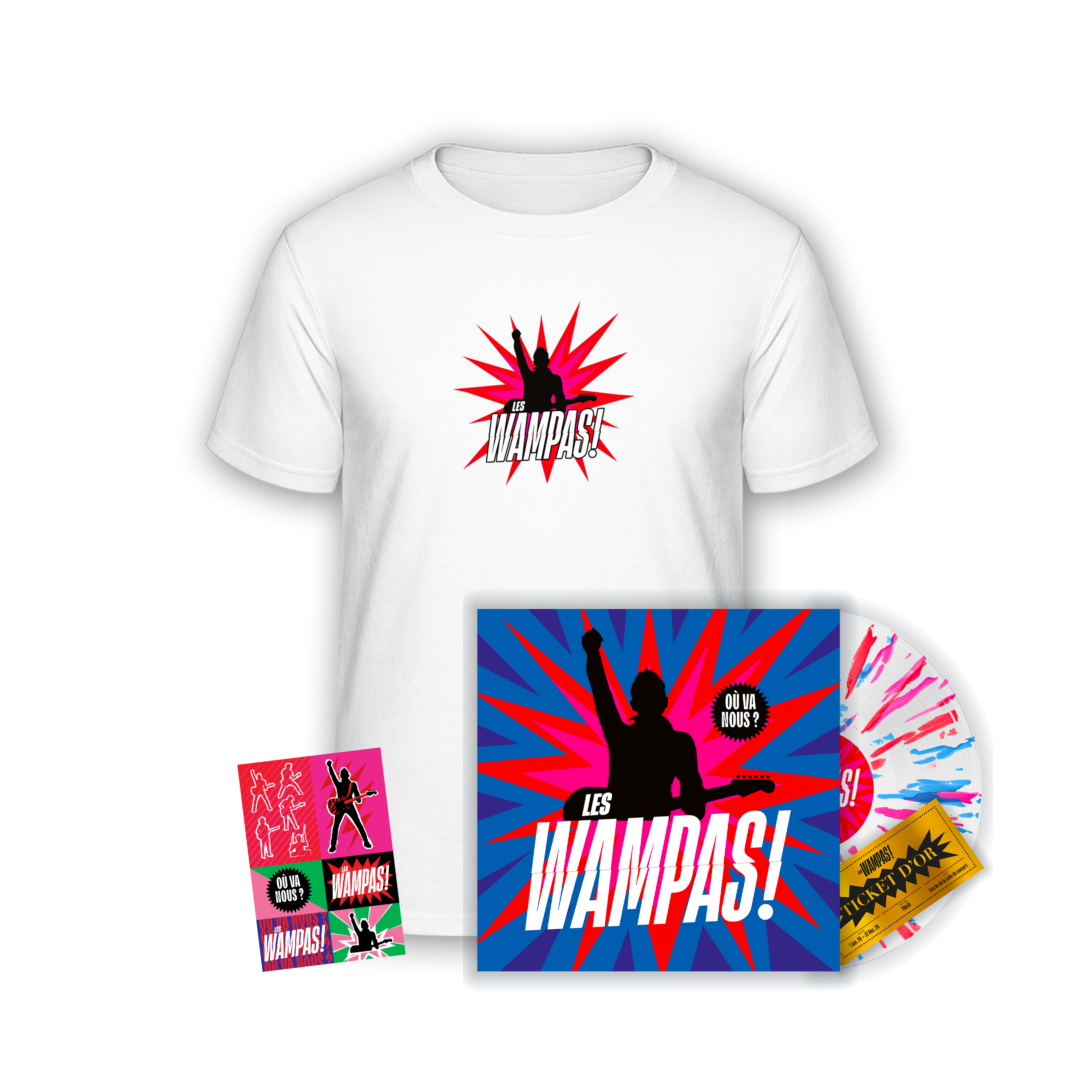 Vinyle splatter numéroté édition limitée + T-shirt + Stickers “Où Va Nous ?“